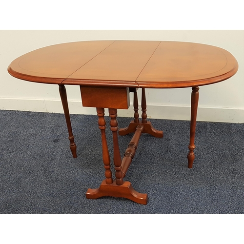 493 - YEW OCCASIONAL GATELEG TABLE
with shaped drop flaps, 61cm wide