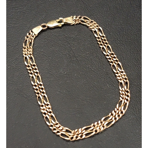 83 - NINE CARAT GOLD DOUBLE FIGARO CHAIN BRACELET 
approximately 6.4 grams