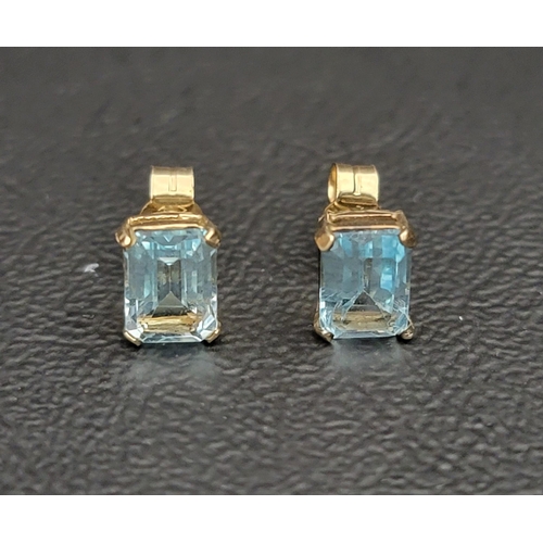 108 - PAIR OF AQUAMARINE EARRINGS
the emerald cut gemstones on each approximately 0.75cts (1.5cts in total... 