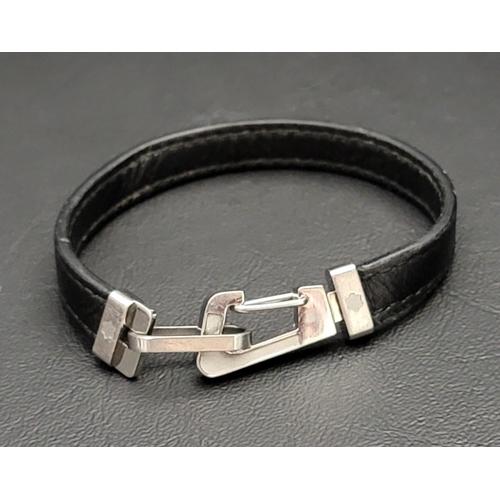 129 - MONTBLANC WRAP ME BRACELET 
in black leather with carabiner clasp