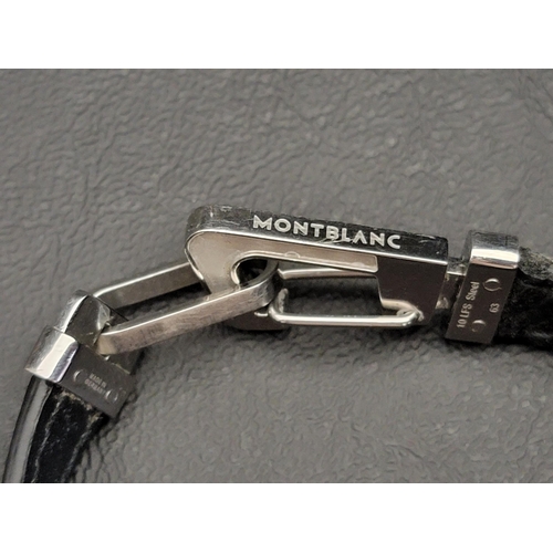 129 - MONTBLANC WRAP ME BRACELET 
in black leather with carabiner clasp