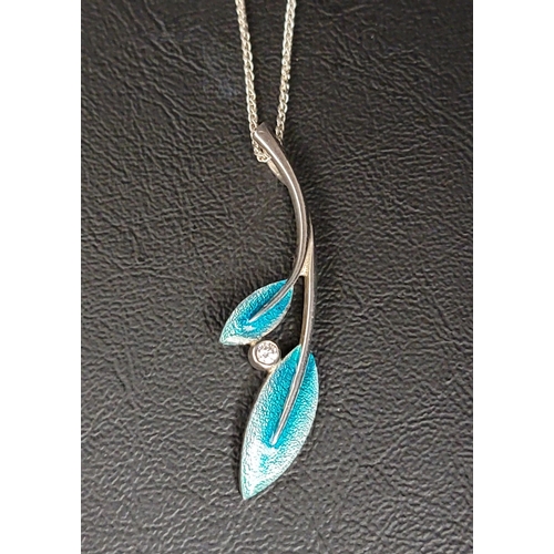 136 - SHEILA FLEET ROWAN COLLECTION TWO-LEAF PENDANT
in Sage enamel and with central CZ, in silver and on ... 