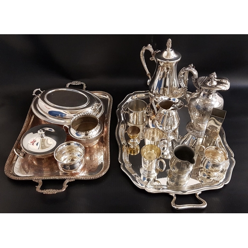 183 - SELECTION OF SILVER PLATE
including two trays, oval lidded serving dish, coffee pot, milk jug, water... 