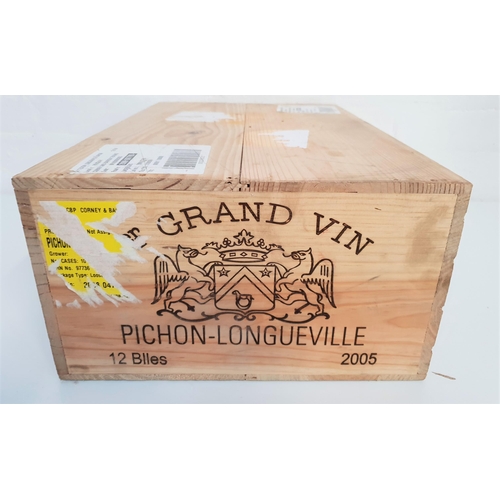 442 - CHATEAU PICHON-LONGUEVILLE PAUILLAC 2005
12 bottles, Cru Classe, in original wooden case, 75cl and 1... 