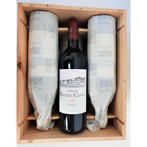 451 - CHATEAU PONET-CANET PAUILLAC 2005
6 bottles, Grande Cru Classe, in original wooden case, 75cl and 13... 