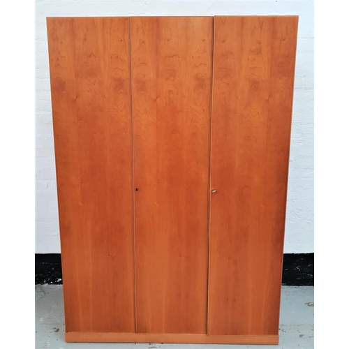 496 - LARGE WHITE & NEWTON CHERRY WARDROBE
with three doors opening to reveal a shelf and hanging space, s... 