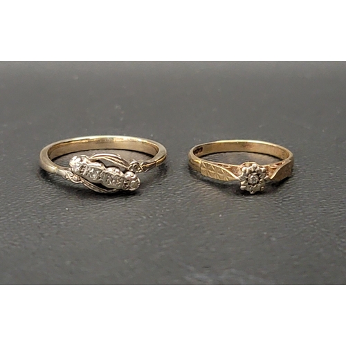 94 - TWO DIAMOND SET RINGS
one a four stone twist design ring in unmarked gold, ring size P-Q; and the ot... 