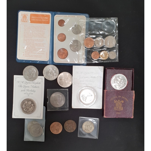 417 - SELECTION OF BRITISH COINS
including 1947 and 1955 half crown, 1964 USA half dollar, 1776-1976 USA  ... 