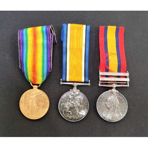 425 - WWI MEDAL TRIO
including the Queen Victoria South Africa medal, named to 5895 Pte. Wm. Short. 2nd Ba... 