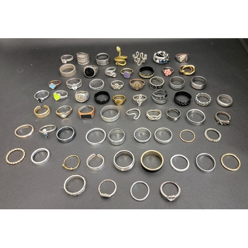 172 - SELECTION OF SILVER AND OTHER RINGS
including spinner rings, bands, statement rings and stone set ri... 