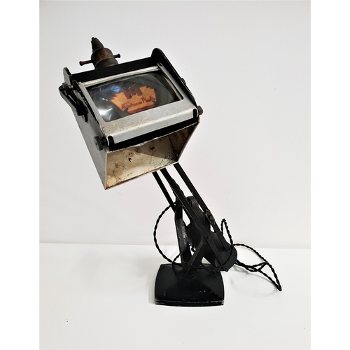 336 - VINTAGE HORSTMANN PLUSLITE DESK LAMP
with a weighted adjustable arm on a square aluminium base