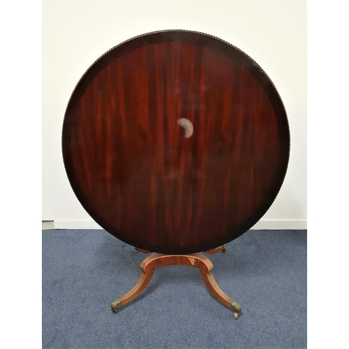 510 - WILLIAM IV MAHOGANY CIRCULAR BREAKFAST TABLE
the tilt top with beaded edge, on a turned column with ... 