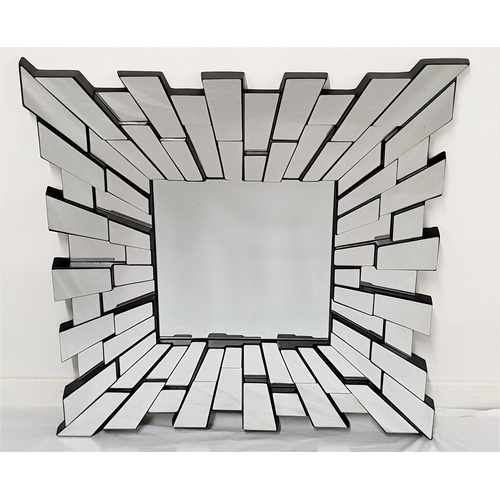 540 - STARBURST WALL MIRROR
with an inset central square plate surrounded by irregular shaped plates, 100c... 