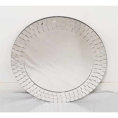 545 - CIRCULAR WALL MIRROR
with a circular plate surrounded by small mosaic mirrored tiles, 65cm diameter