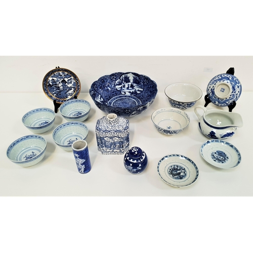 252 - SELECTION OF EAST ASIAN BLUE AND WHITE CERAMICS
including a squat jug, squat ginger jar, five small ... 