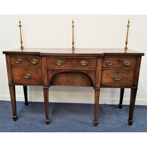 509 - REGENCY MAHOGANY BREAKFRONT SIDEBOARD
with a brass galleried back above two central drawers flanked ... 