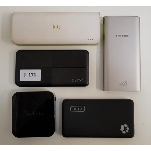 170 - SELECTION OF FIVE POWERBANKS
including Yoobao, Inui, and Samsung