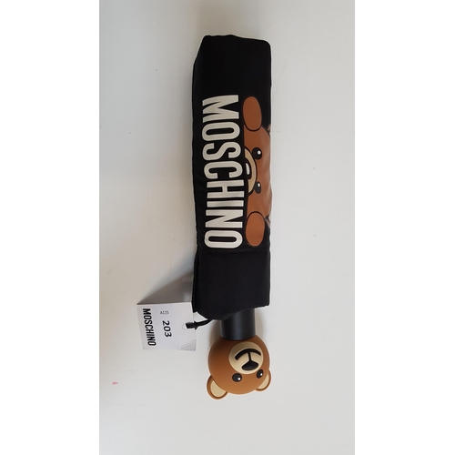 203 - NEW MOSCHINO BLACK FOLDING UMBRELLA
with bear handle