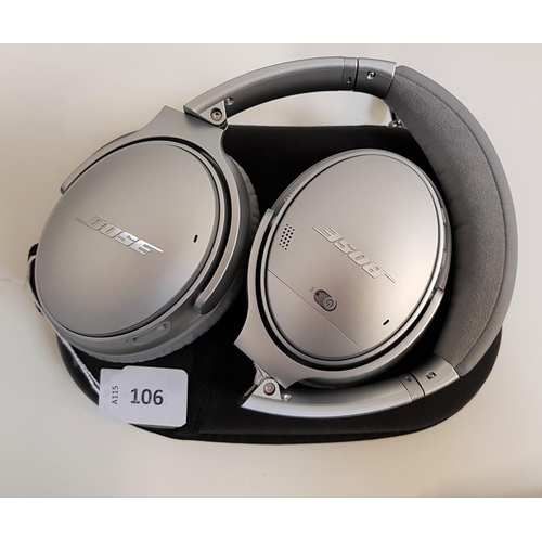 106 - PAIR BOSE QC35 ON-EAR BLUETOOTH ACOUSTIC NOISE CANCELLING HEADPHONES
in case