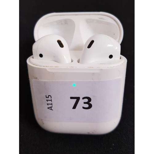 73 - PAIR OF APPLE AIRPODS 2ND GENERATION
in Wireless charging case. The case has some sticker residue.