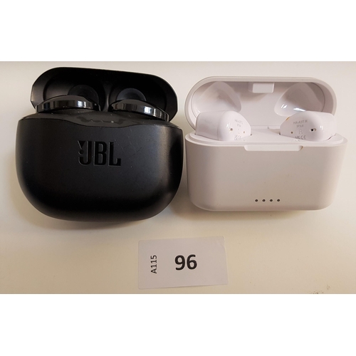 96 - TWO PAIRS OF EARBUDS IN CHARGING CASES
one pair by JBL model TUNE125TWS, the other pair by JVC  mode... 