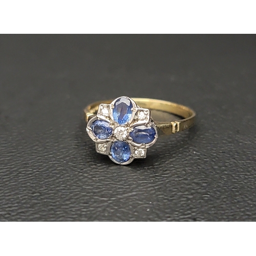 38 - PRETTY SAPPHIRE AND DIAMOND CLUSTER RING
the five diamonds interspersed with four oval cut sapphires... 