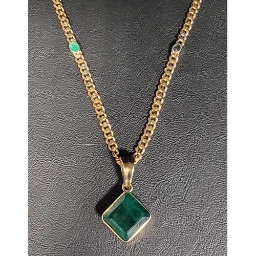 46 - IMPRESSIVE EMERALD SET PENDANT
in nine carat gold, the square cut emerald measuring approximately 17... 
