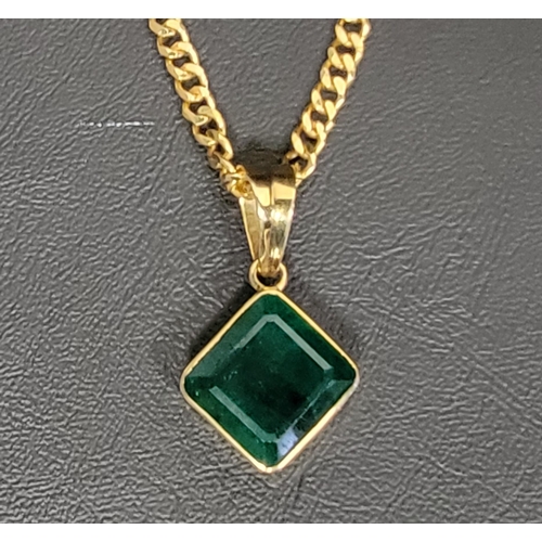 46 - IMPRESSIVE EMERALD SET PENDANT
in nine carat gold, the square cut emerald measuring approximately 17... 