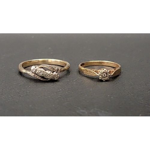 94 - TWO DIAMOND SET RINGS
one a four stone twist design ring in unmarked gold, ring size P-Q; and the ot... 