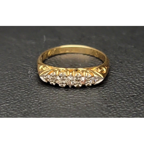 162 - DIAMOND FIVE STONE RING
in eighteen carat gold, ring size G-H and approximately 2.5 grams