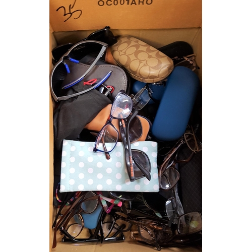 35 - ONE BOX OF BRANDED AND UNBRANDED SPECTACLES AND SUNGLASSES
Note: some sunglasses may have prescripti... 