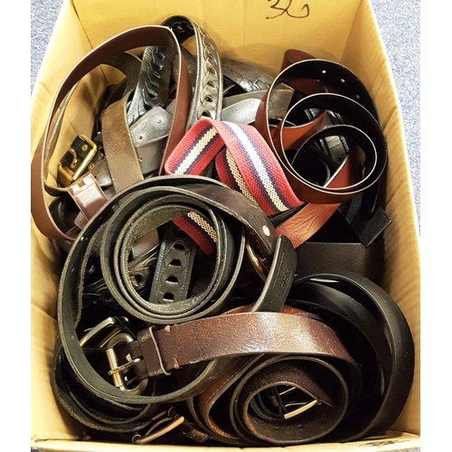 36 - ONE BOX OF LADIES AND GENTS BELTS