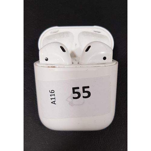 55 - PAIR OF APPLE AIRPODS 
in Lightning charging case
Note: model numbers are not visible on earbuds and... 