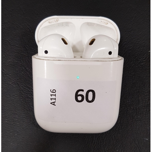 60 - PAIR OF APPLE AIRPODS 
in Wireless charging case
Note: model numbers not visible on earbuds