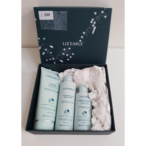 BOXED LIZ EARLE SKINCARE SET
comprising Hot Cloth Cleanser, Instant Boost Skin Tonic and Eyebright Soothing Eye Cleanser and cloths
Note: there is no protective plastic so cannot guarantee they have not been used though they appear full