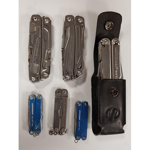 253 - SIX LEATHERMAN MULTI-TOOLS 
including Wave, Wingman, Rev, Micra and Squirt
Note: You must be over th... 