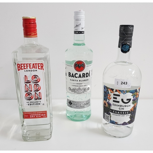 243 - SELECTION OF SPIRITS
comprising Edinburgh Gin Classic London Dry Gin (1L, 43%), Beefeater London Dry... 