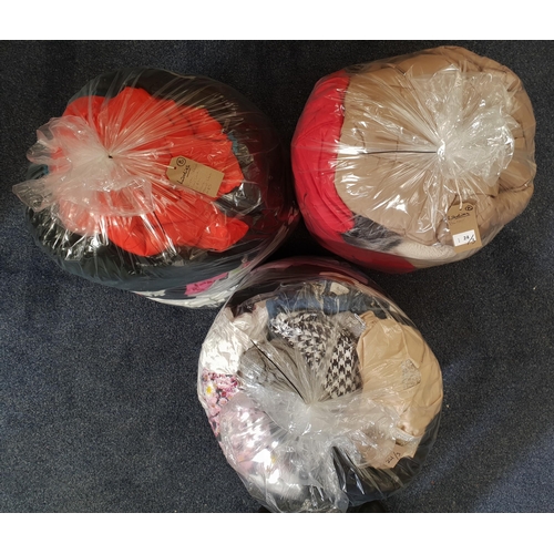 THREE BAGS OF LADIES CLOTHING ITEMS
including Barbour, River Island, New Look, H&M, M&S, Adidas, Bershka, and Mountain Warehouse