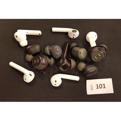 101 - SELECTION OF LOOSE EARBUDS
including JBL and Apple (12)