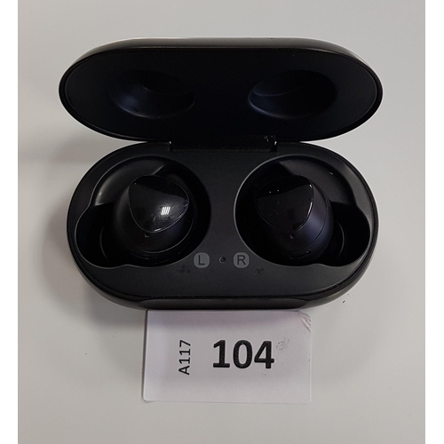 104 - PAIR OF BLACK SAMSUNG EARBUDS
in charging case, model SM-R170