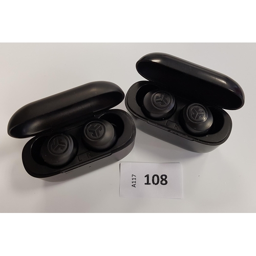 108 - TWO PAIRS OF JLAB EARBUDS IN CHARGING CASES