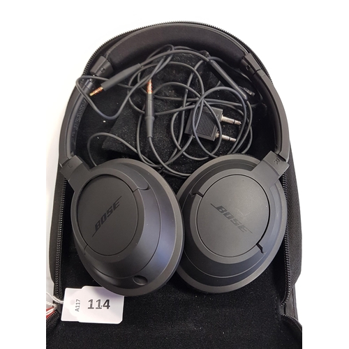 114 - PAIR OF BOSE AE2 HEADPHONES
in case
Note: damage to earpads