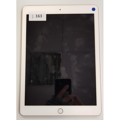 163 - APPLE IPAD 6TH GENERATION - A1893 - WIFI  
serial number GG7Y3M37JMVR. Apple account locked. 
Note: ... 