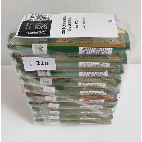 210 - 10x 50g POUCHES OF GOLDEN VIRGINIA TOBACCO
Note: You must be over the age of 18 to bid on this lot.