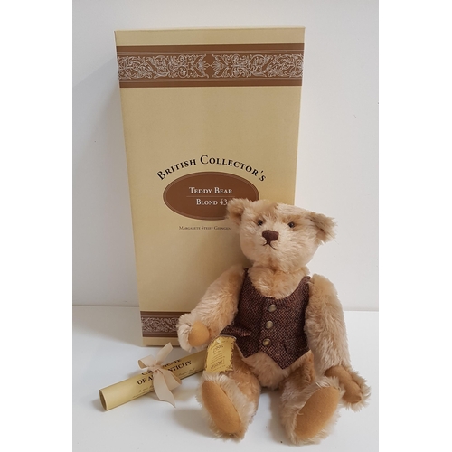 342 - STEIFF TEDDY BEAR BLOND 43
British Collector's 1996 bear, in blond long piled mohair, with growler a... 