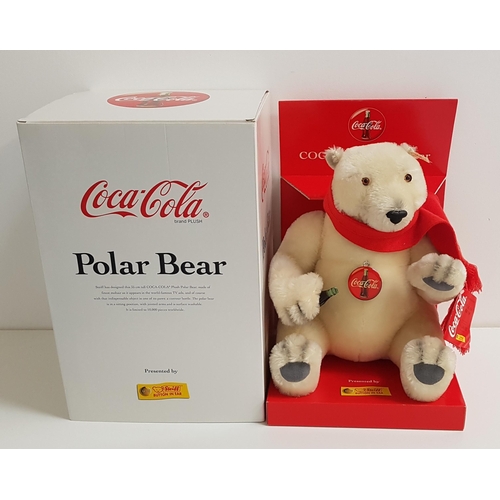 344 - STEIFF COCA-COLA POLAR BEAR
In mohair carrying a coke bottle, wearing a scarf and a badge, limited e... 