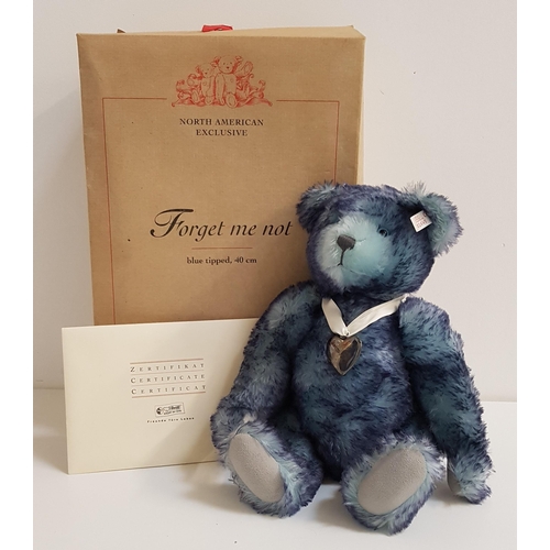 347 - STEIFF FORGET ME NOT BEAR
blue tipped mohair,limited edition number 01645 of 3500, with a silver pla... 