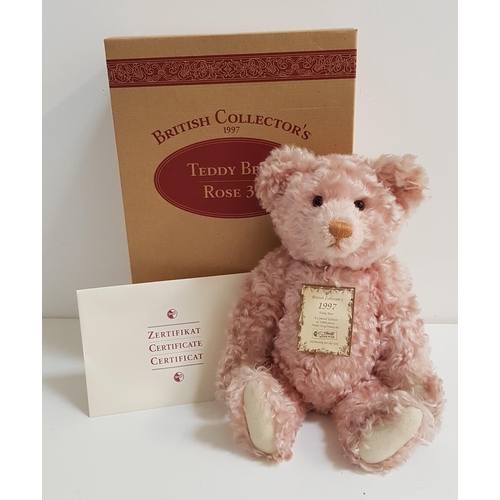 359 - STEIFF BRITISH COLLECTORS 1997 TEDDY BEAR 
in long piled rose mohair with growler, limited edition n... 