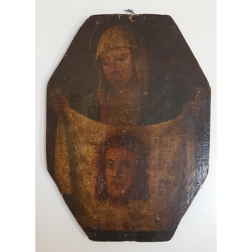 404 - ITALIAN SCHOOL
Veil of Veronica, oil on panel, label to verso 'Old Italian oil painting on wood, 38/... 
