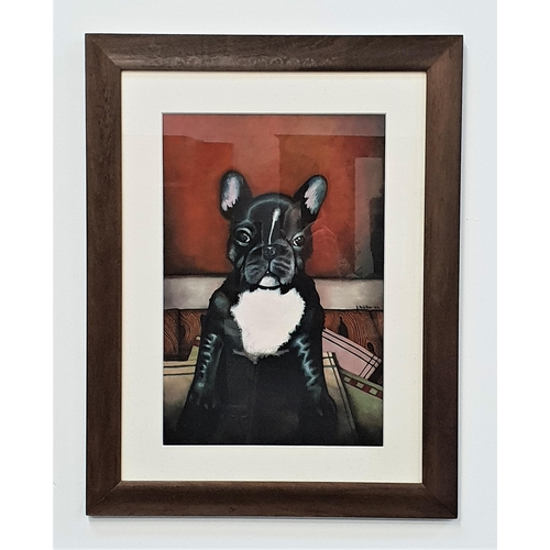 406 - SCOTT WALKER
French bulldog, watercolour and ink, signed and dated '02, 54.5cm x 36.5cm